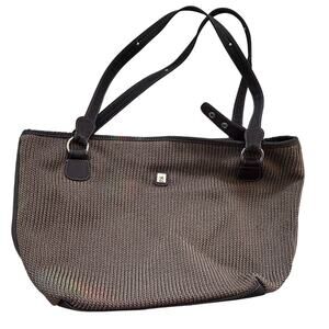 Lina Brown Black Hobo Sweater Knit Shoulder Bag Silver Heart Charm Purse Large